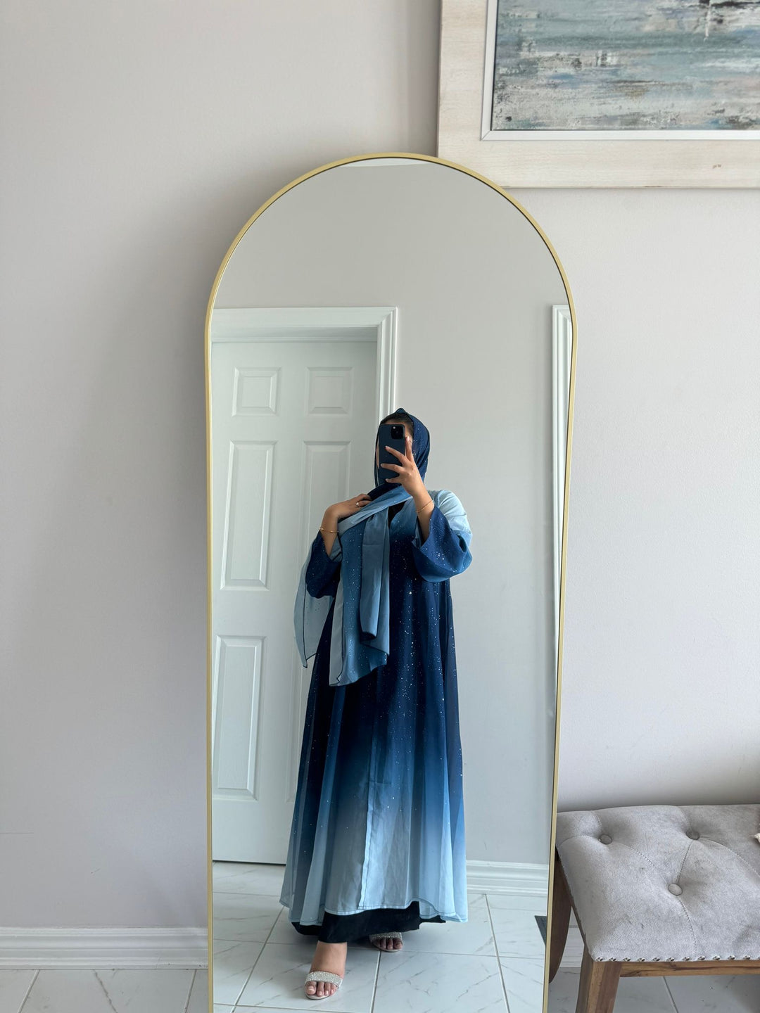 Ombré Sparkle Abaya Blue